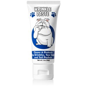 squishface wrinkle paste - bulldog, french bulldog, pug, english bulldog – cleans wrinkles, tear stain, tail pockets, and paws – anti-itch tear stain remover & bulldog wrinkle cream, 2 oz.