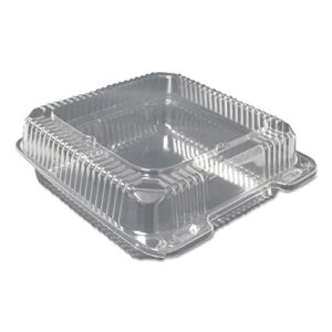 durable packaging pxt900 plastic clear hinged containers, 9 x 9, clear, 200/carton