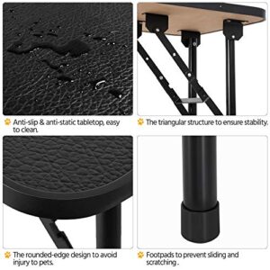 Yaheetech 32-inch Foldable Pet Dog Grooming Table with Adjustable Height Arm Drying Table for Home w/Noose for Small Dogs Cats Non-Slip Maximum Capacity Up to 220lbs Black