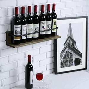 MyGift Rustic Brown Wood Wall Mounted Wine Rack, Countertop Wine Bottle Liquor Display Shelf