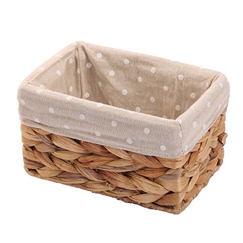 KINGWILLOW Rectangular Wicker Storage Container, Organizer Box, Art & Craft (Small)