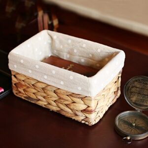 KINGWILLOW Rectangular Wicker Storage Container, Organizer Box, Art & Craft (Small)