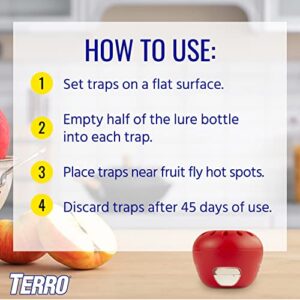 TERRO T2502 Ready-to-Use Indoor Fruit Fly Trap with Built in Window - 2 Traps + 90 day Lure Supply