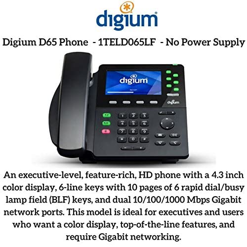 Phone, D65, 6-Line SIP with HD Voice, Gigabit, W.Headset, 4.3 Inch Color Display, Icon Keys