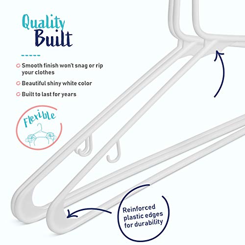 Hangorize 60 Standard Everyday White Plastic Hangers, Long Lasting Tubular Clothes Hangers, Value Pack of 60 Clothing Hangers. (60 Pack)