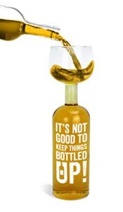 bigmouth inc original wine bottle giant glass -"it's not good to keep things bottled up!", holds full bottle of 750ml wine, funny gag gift