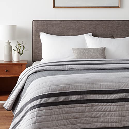 Nautica Home | Vessey Collection | 100% Cotton Reversible and Light-Weight Quilt Bedspread, Pre-Washed For Extra Comfort, Easy Care Machine Washable, Queen, Grey