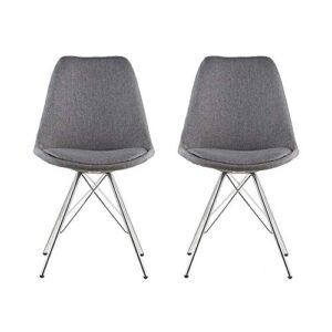 Y&K Decor Set of 2 Mid-Century Modern Side Chairs with Steel Metal Base