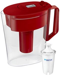 brita small 5 cup water filter pitcher with 1 standard filter, bpa free - soho, red , 1 count (pack of 1)