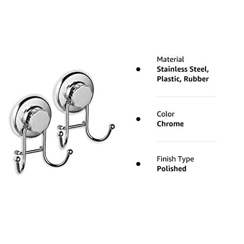HASKO accessories - Powerful Vacuum Suction Cup Hooks - Organizer for Towel, Bathrobe and Loofah - Strong Stainless Steel Towel Hooks for Bathroom & Kitchen, Towel Hanger Storage (2 Pack)