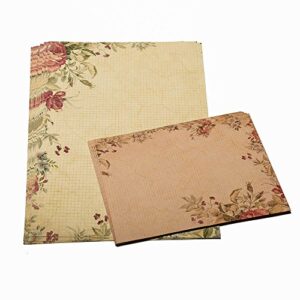 Dahey 30Pcs Vintage Stationery Floral Writting Paper Matching Envelopes Sets for Handwriting Letters, Assorted Colors