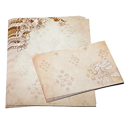 Dahey 30Pcs Vintage Stationery Floral Writting Paper Matching Envelopes Sets for Handwriting Letters, Assorted Colors