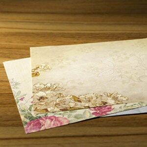 Dahey 30Pcs Vintage Stationery Floral Writting Paper Matching Envelopes Sets for Handwriting Letters, Assorted Colors