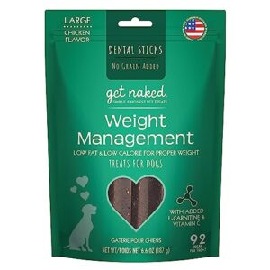 get naked grain free 1 pouch 6.6 oz weight management dental chew sticks, large