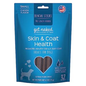 get naked grain free 1 pouch 6.2 oz skin & coat dental chew sticks, small
