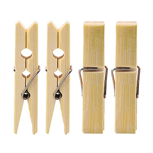 40Pcs Household Bamboo Sock Clothes Pegs Pin Racks Hanging Clips Photo Folder