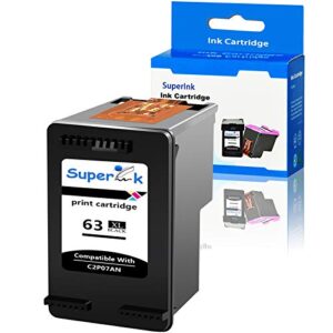 SuperInk Remanufactured Ink Cartridge Compatible for HP F6U64AN 63XL 63 XL 63 (Black, 1-Pack)