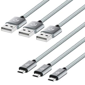 rankie micro usb cable high speed data and charging, nylon braided charger cord, 3-pack, 3 feet