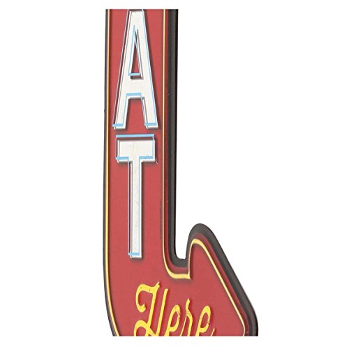 Open Road Brands Eat Here Arrow Embossed Metal Sign - Vintage Diner Sign for Kitchen or Man Cave