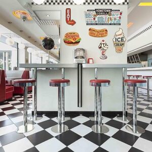 Open Road Brands Eat Here Arrow Embossed Metal Sign - Vintage Diner Sign for Kitchen or Man Cave