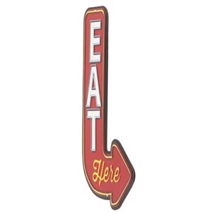 Open Road Brands Eat Here Arrow Embossed Metal Sign - Vintage Diner Sign for Kitchen or Man Cave