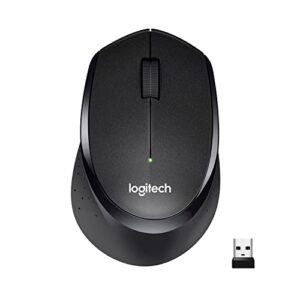 logitech m330 silent plus wireless mouse, 2.4ghz with usb nano receiver, 1000 dpi optical tracking, 2-year battery life, compatible with pc, mac, laptop, chromebook - black