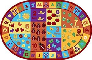 furnish my place 740 abc with numbers abc area rug for kids, educational alphabet letter & numbers, multicolor (6'6"x9'2" oval)
