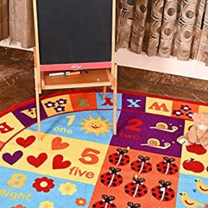 Furnish my Place 740 ABC with Numbers ABC Area Rug for Kids, Educational Alphabet Letter & Numbers, Multicolor (6'6"x9'2" Oval)