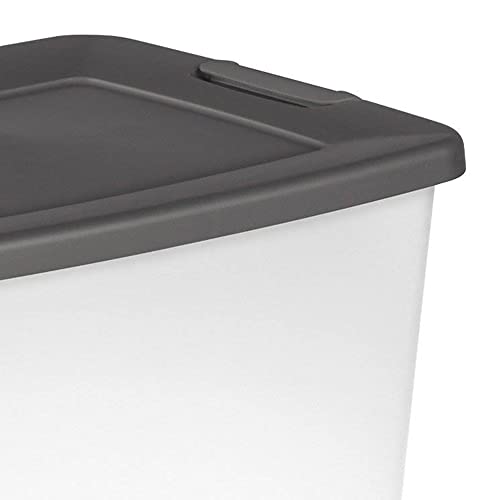Sterilite ShelfTotes 50 Quart Clear Latched Stacking Plastic Storage Container with Gray Lid for Garage or Basement, (12 Pack)