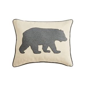 eddie bauer home throw pillow with zipper closure, perfect home decor for bed or sofa, 16" x 20", bear twill grey