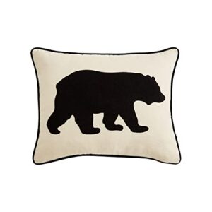 eddie bauer home throw pillow with zipper closure, perfect home decor for bed or sofa, 16" x 20", bear twill black