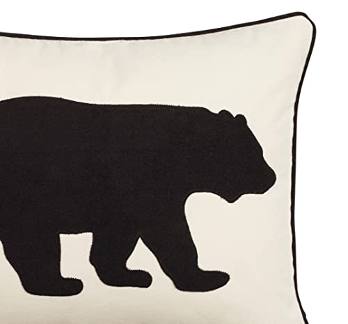 Eddie Bauer Home Throw Pillow with Zipper Closure, Perfect Home Decor for Bed or Sofa, 16" x 20", Bear Twill Black