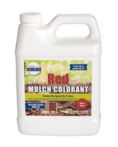 mulch worx red mulch color concentrate - quart - treats 2,800 sq. ft. - deep burgundy red mulch dye spray