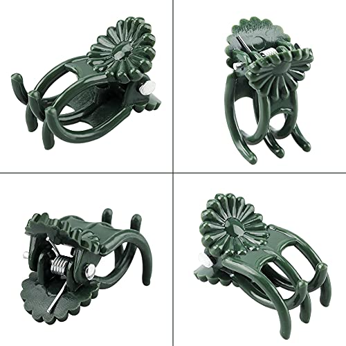 KINGLAKE Orchid Stem Clips,Medium Daisy Plant Clips, 100 Pcs Plant Support Clips Garden Flower Thick Plastic Vine Clips Dark Green (95230)