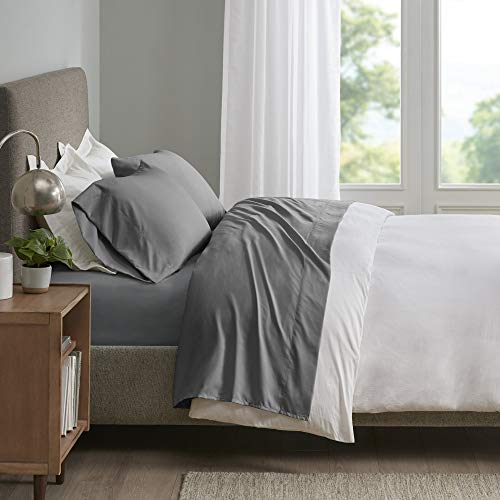 Sleep Philosophy Smart Cool Microfiber Moisture-Wicking Breathable 3 Piece Cooling Sheet Set, Twin Size, Grey