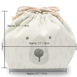 TOYO CASE Animal Lunch Pouch Drawstring Bag Insulation Aluminum Sheet inside POLAR BEAR