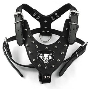 benala punk wolf spiked studded leather dog pet harness for large dogs pitbull boxer bully,black,one size