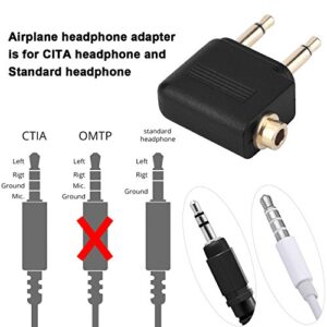 eBoot Airplane Airline Flight Adapters for Headphones (3 Pack, Golden Plated)