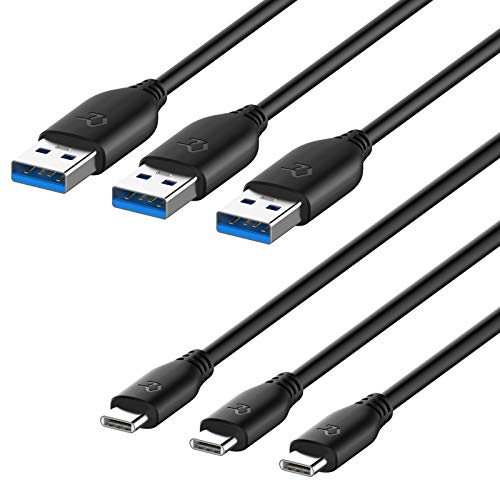 Rankie USB-C to USB-A 3.0 Cable, Type C Charging and Data Transfer, 3-Pack 3 Feet