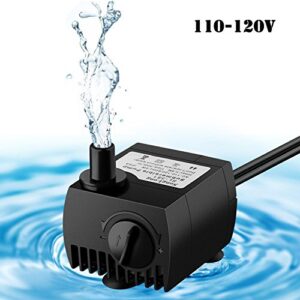 JUFENG Submersible Water Pump For Pond, Aquarium, Fish Tank Fountain Water Pump Hydroponics with 4.9ft (1.5m) Power Cord US Plug