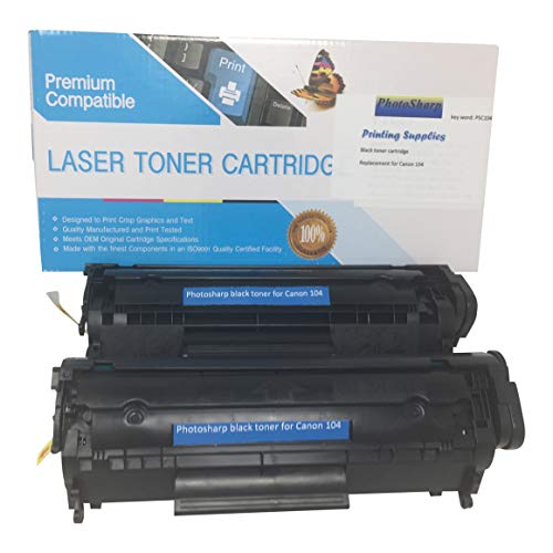 2 Compatible Cannon imageCLASS MF4270 Black Printing Ink Toner Cartridge Replacement for Canon 1O4 0263B001 Image-Class MF-4270 104 All-in-one AIO Multifunction Monochrome Laser Printer