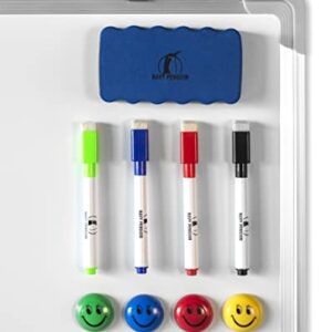 Combination Whiteboard Bulletin Board Set - 24 x 18" Dry Erase/Cork Board with 1 Magnetic Dry Eraser, 4 Markers, 4 Magnets and 10 Thumb Tacks - Small Combo Tack White Board for Home Office Desk