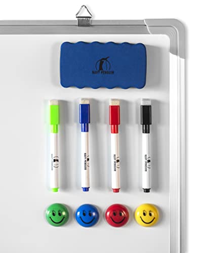 Combination Whiteboard Bulletin Board Set - 24 x 18" Dry Erase/Cork Board with 1 Magnetic Dry Eraser, 4 Markers, 4 Magnets and 10 Thumb Tacks - Small Combo Tack White Board for Home Office Desk