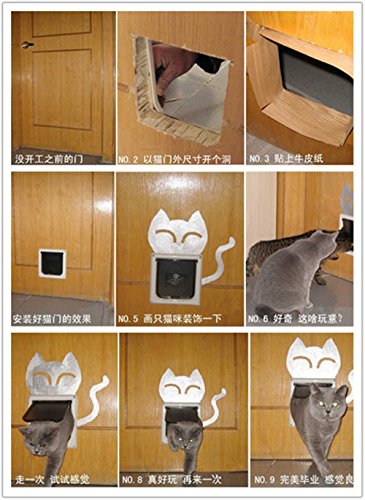 Depets Medium Cat Flap Door with 4 Way Lock (Outer Size 7.5" x 7.8"), Magnetic Pet Door Kit White, Weather-Resistant Cat Door for Cats & Doggy