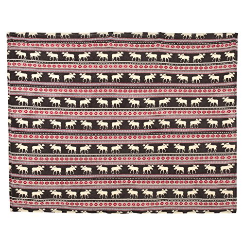 Baby Blanket Throw with Xmas Moose Poinsettias Pattern Grey Background Soft Light Weight Coral Fleece 250GSM 50 x 60