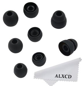 alxcd eartip for lg hbs series wireless earphone, sml & double flange silicone replacement earbud gel tip, fit for lg hbs-750 770 800 810 900 910 tone pro ultra plus infinim [4 pair] (black)