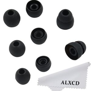 ALXCD Eartip for LG HBS Series Wireless Earphone, SML & Double Flange Silicone Replacement Earbud Gel Tip, Fit for LG HBS-750 770 800 810 900 910 Tone Pro Ultra Plus Infinim [4 Pair] (Black)