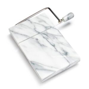 sur la table 5"x 8" marble cheese board and slicer, comes with 2 replacement wires, gray