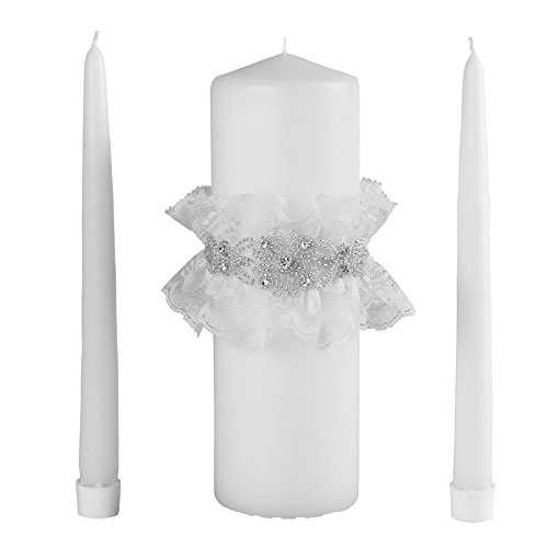 Cecilia Wedding Collection Unity Candle Set, White