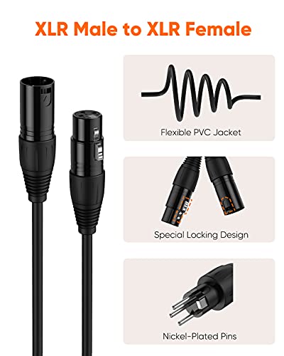 CableCreation XLR Microphone Cable, 6 FT XLR Male to XLR Female Balanced 3 PIN Mic Cables, Black